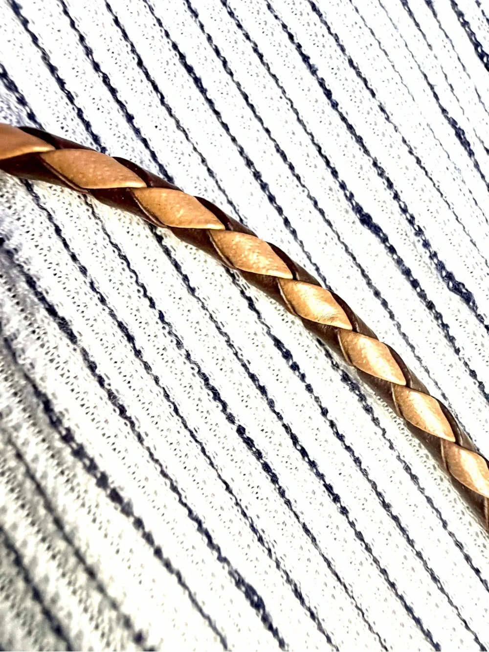 Vintage Brown Stone Bolo Tie- Western Braided Leather Gold Tone- Southwest